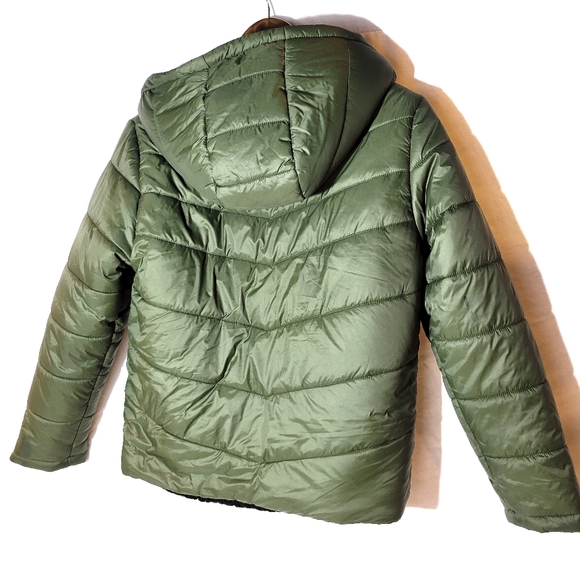 Boys Michael Kors Olive Green Fleece Lined Puffer - Picture 2 of 6